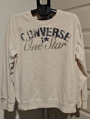 Converse One Star Crewneck Sweatshirt – Cream Color Men's Size L